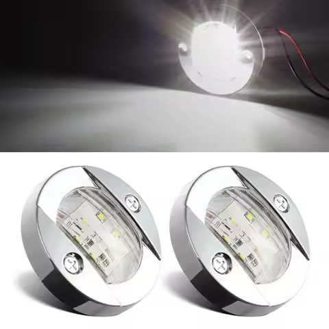 2pcs 3In Round Marine Boat LED Courtesy Light 12V LED Boat Deck Courtesy Light For Yacht Dinghy Sail