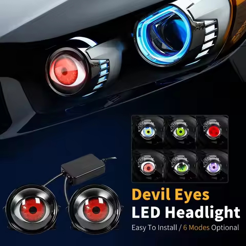 LED Car Dynamic Devil Eye Large Light 3-inch 6 Mode Car Light Remote Modification Eagle Eye 3D Lens 