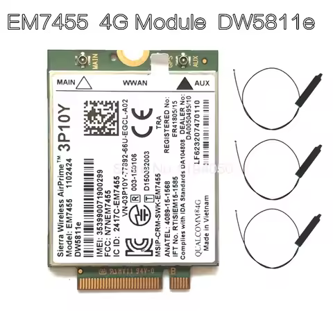 WDXUN dw5811e EM7455 LTE 4G NGFF Module DW5811E 3P10Y 300 M para E7270 E7470 E7370 E5570 Sem Fio FDD