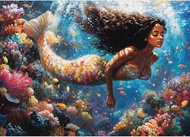 Puzzles for Adults 1000 Pieces - Little Mermaid Ocean Beach Sea Coral - 1000 Piece Puzzles with Lett