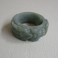 Burmese Jade Ring Jadeite type A Inner Size 22.4mm Or Number 69-70 Width 12.2mm Dragon Carving Suita