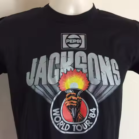 Vtg 1984 Jacksons Concert TShirt Black XS/S 80s Michael Jackson Five R&B Pop Music