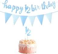 Happy 1/2 Birthday Banner Glitter Half Birthday 6 Months Happy Birthday Banner Happy Birthday Buntin