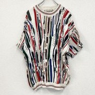 二手 COTTON TRADERS COOGI 款式短袖棉質針織衫，3D 立體針織，全身印花，顏色白色，XL 碼