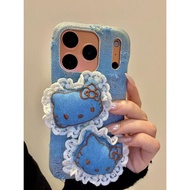 Unique ins Denim Lace Fabric Cat Suitable for ihone17promax16pro Phone Case 15p