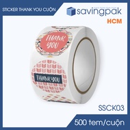 SSCK03 - D2.5 cm - 1 Roll of 500 round thank you stickers, thank you stickers, thank you stickers -S