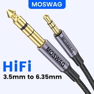 MOSWAG 6.35mm Male to 3.5mm Male TRS Stereo Audio Cable 3.28FT/1Meter with Zinc Alloy Housing and Ny