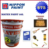 Nippon Matex Emulsion Paint  20L White | Free Express Shipping | Free Gifts | Paint cover |