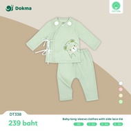 Dokma (3-8kg) DT338_gr Children's Long-Sleeved Shirt Set Cotton Fabric Baby Long-Sleeve Clothes (New