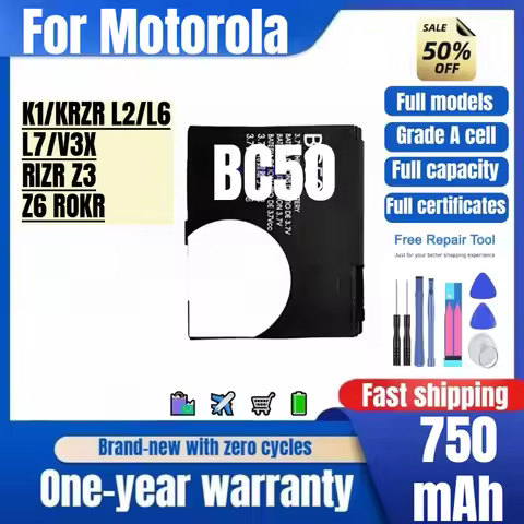 BC50 for Motorola K1/KRZR L2/L6/L7/V3X/RIZR Z3/Z6 ROKR Phone Battery High Quality High Replacement B