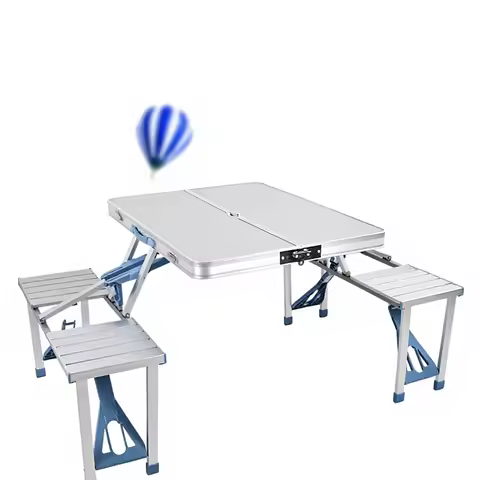 Factory Direct Supply Portable All-in-one Folding Table Chair Set Glamping Style Outdoor Camping Alu