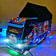 MINIATUR TRUK OLENG KAYU FULL LAMPU DAN TERPAL / TRUK OLENG TERMURAH / Miniatur truk Doraemon