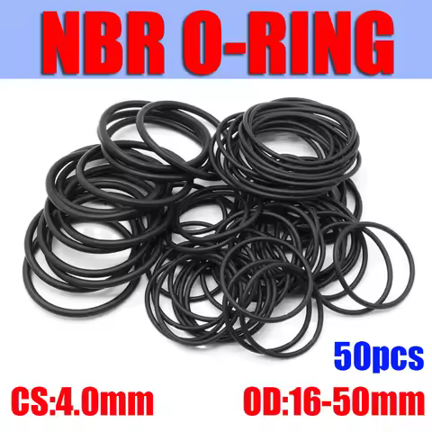 50pc NBR O Ring Seal Gasket Thickness CS 4mm OD 16~50mm Nitrile Butadiene Rubber Spacer Oil Resistan
