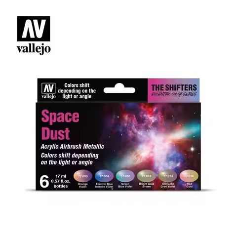 Vallejo - The Shifters Space Dust | Set of 6 Metallic Acrylic Airbrush Colours | Contains 6 bottles 