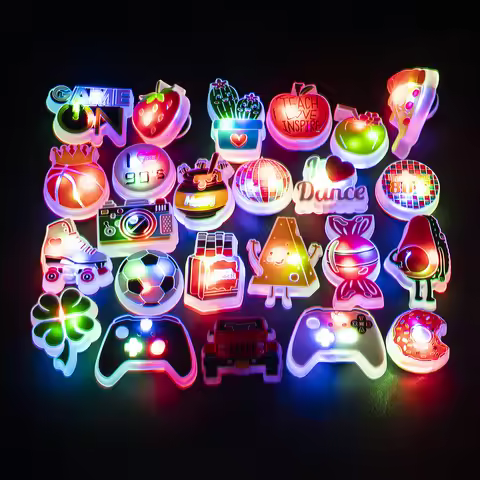 1PCS Cool Style LED Charms for Men Boys Shoe Accessories Pins Fashion Candy Football Car Camera Roll
