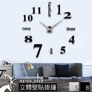 3D Three-Dimensional Wall Sticker Clock Large Full Silent Fashionable Popular Simple Style DIY Mirror Texture English Number Designer Clock-Milu Home Furnishing