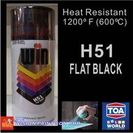 H 51 FLAT BLACK ( HEAT-RESISTANT 600 C ) TOA Win Spray Aerosol Spray Paint HItam Tahan Panas Heat Re