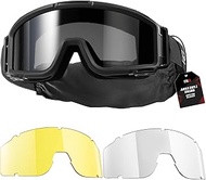 1TG Tactical Airsoft Goggles Anti Fog, Tactical Safety Glasses Eyewear with 3 Impact Lenses for Shoo