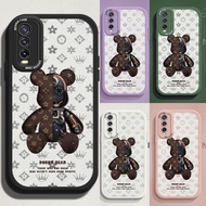 Casing For OPPO RENO 2 4 5 6 7 8 Pro 7Z 8Z 2F 2Z F Z Shockproof Leather Texture Bear Brick Robot Brown Lv INS Hot Luxury Phone Case