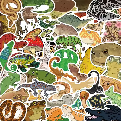 10/30/50pcs Reptile Funny Lizard Snake Frog Stickers Cartoon Decals Toys Graffiti DIY Scrapbook Phon