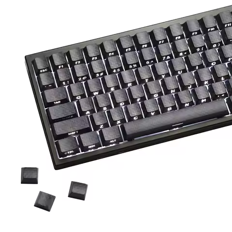 YMDK 100 Key Carbon Fiber Texture Black Sidelit PBT Cherry Profile Custom Keycaps for 61/64/68/84/87