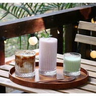 SHOCK Set of 6 thick glass cups for drinking smoothies, coffee juices, 3 sizes 220-355-440ml with st