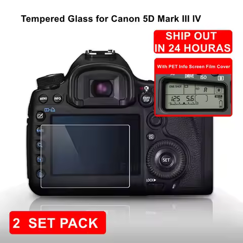 for Canon EOS 5D MARK III IV 5D3 5D4 Camera Tempered Protective Glass Main LCD Display + Film Info S