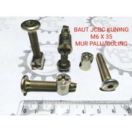 JCBC M6 X 35 BOLT AND ROLLING NUT DIPAN BOLT/ FURNITURE/ YELLOW KNOCKDOWN/