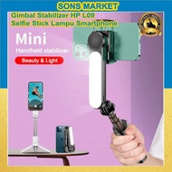 GIMBAL STABILIZER L09 SELFIE STICK TRIPOD SHOOTER LAMPU SMARTPHONE - BhadrikaStore4