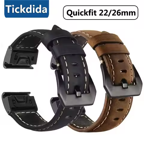 Genuine Leather Strap for Amazfit T-Rex UItra 2 Falcon UItra2 Garmin Fenix 8 7 7X Pro 6X 6 5X Quickf
