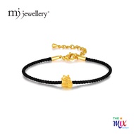 MJ Jewellery THE Mix Collection 999.9/24K Pure Gold Lucky Cat Charm Rope Bracelet Set L12-B635