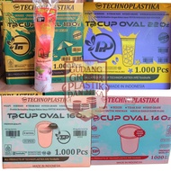 [ 1 CARTON 1000 PCS ] Plastic Cups 14OZ, 16OZ, 18OZ, 22OZ Oval TECHNOPLASTIKA TPP Oval Cup/