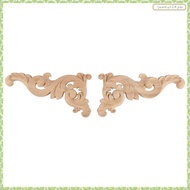 [J X Q K] 2pcs Wood Carved Corner Onlay Unpainted Applique Frame Door Decors Decal 15*8*0.8cm