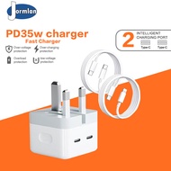 i/0/s 35W Dual Type-C Fast Charger UK Plug PD Adapter, Quick Charging USB-C Wall Charger for Phone, 