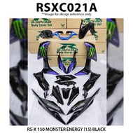 Cover Set Rapido Honda RSX150 MONSTER ENERGY (15) Black RSX 150 RS-X RS-X150 Hitam Motor Accessories
