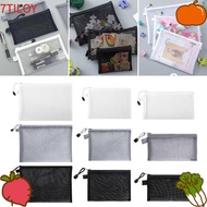 7TILOYSHOP Pen Bag, Transparent Nylon Mesh File Bag,  A4 A5 A6  Zipper Pouch Student