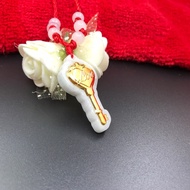 Gold Inlaid Jade Gold Lucky Bag Pendant Jade Pure Gold Pendant Insurance Bank Meeting Gift LYAJIE263