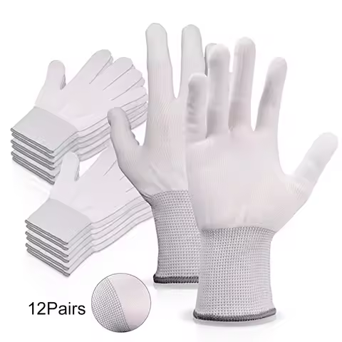 FOSHIO 4/12 Pairs Anti-Static Car Wrap Gloves Window Tint Carbon Fiber Vinyl Film Install Nylon Work