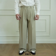 [กางเกง] BARON "OMAR" Pants กางเกงทรงขากระบอกใหญ่สไตล์เกาหลี สีน้ำตาลและเบจอ่อน