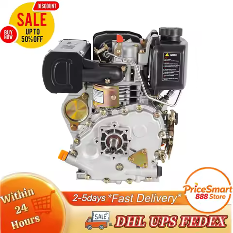 247CC 4-stroke Single Cylinder Diesel Engine, 5HP 3600r/min, Stable Running, 0.66 Gallons Large Fuel