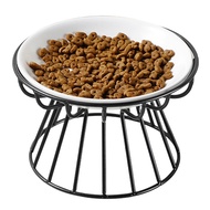 Home Pet Supplies Small Dog Food Water Wet Dry Whisker Friendly Feeding Fish Bone Pattern Anti Vomit With Metal Stand Wide Shallow Non Spill Ceramic Cat Bowl