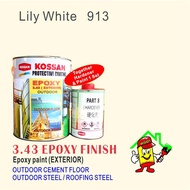 913 lily white ( 5L ) KOSSAN PAINT PU EPOXY EXTERIOR 3.43 for METAL / MARINE / B0AT SHIP &amp; CEMENT FLOOR OUTDOOR
