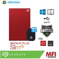Seagate New Backup Plus Slim 2TB External Hardisk USB 3.0 Red Free Pouch