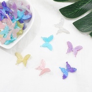 【No Holes】4/6pcs 17x22mm Multicolor Acrylic Acetate Butterfly Charms Accessories For Jewelry Making DIY Hairpin Bracelet Handmade