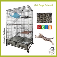 (2.8 Kaki) Sangkar Kucing 3 Tingkat | 3 Level Pet Cat Cage | Sangkar Kucing 3 Tingkat | Pelapik Leba