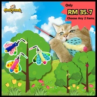 【2 Pieces Sales】Creative Cat Toy Colorful Wand Fly Insect Long Handle Self-Amusement EEEE