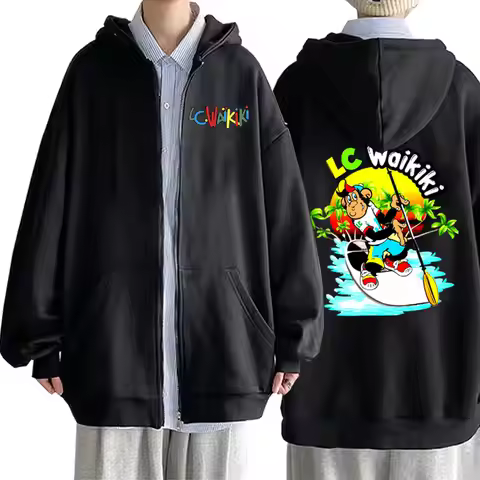 Funny Boating Lc Waikiki Monkey Graphic Zipper Hoodie Male Casual Fleece Cotton Sweatshirt Men's Fas