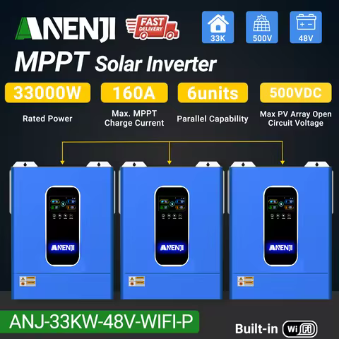 ANENJI 33KW Solar Inverters Hybrid 48V 220V MPPT Inverter Parallel 6 Max inversor solar híbrido for 