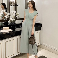 Lovito Casual Jumpsuit Plain Structure Line Jumpsuit for Women LNE57249