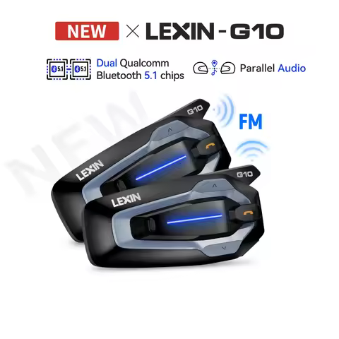 NEW-LEXIN G10 Motorcycle Helmet Intercom, 8 Riders Dual Qualcomm Bluetooth 5.1 Intercom, Parallel Au
